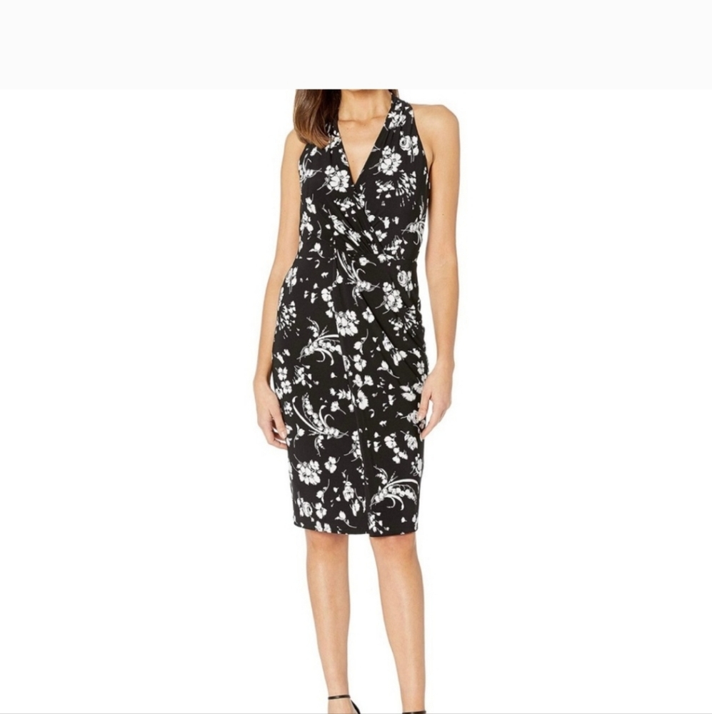 NEW w/tags Ralph Lauren dress size 16 black and white floral. - Picture 2 of 4